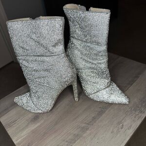 Silver Rhinestone Steve Madden booties.